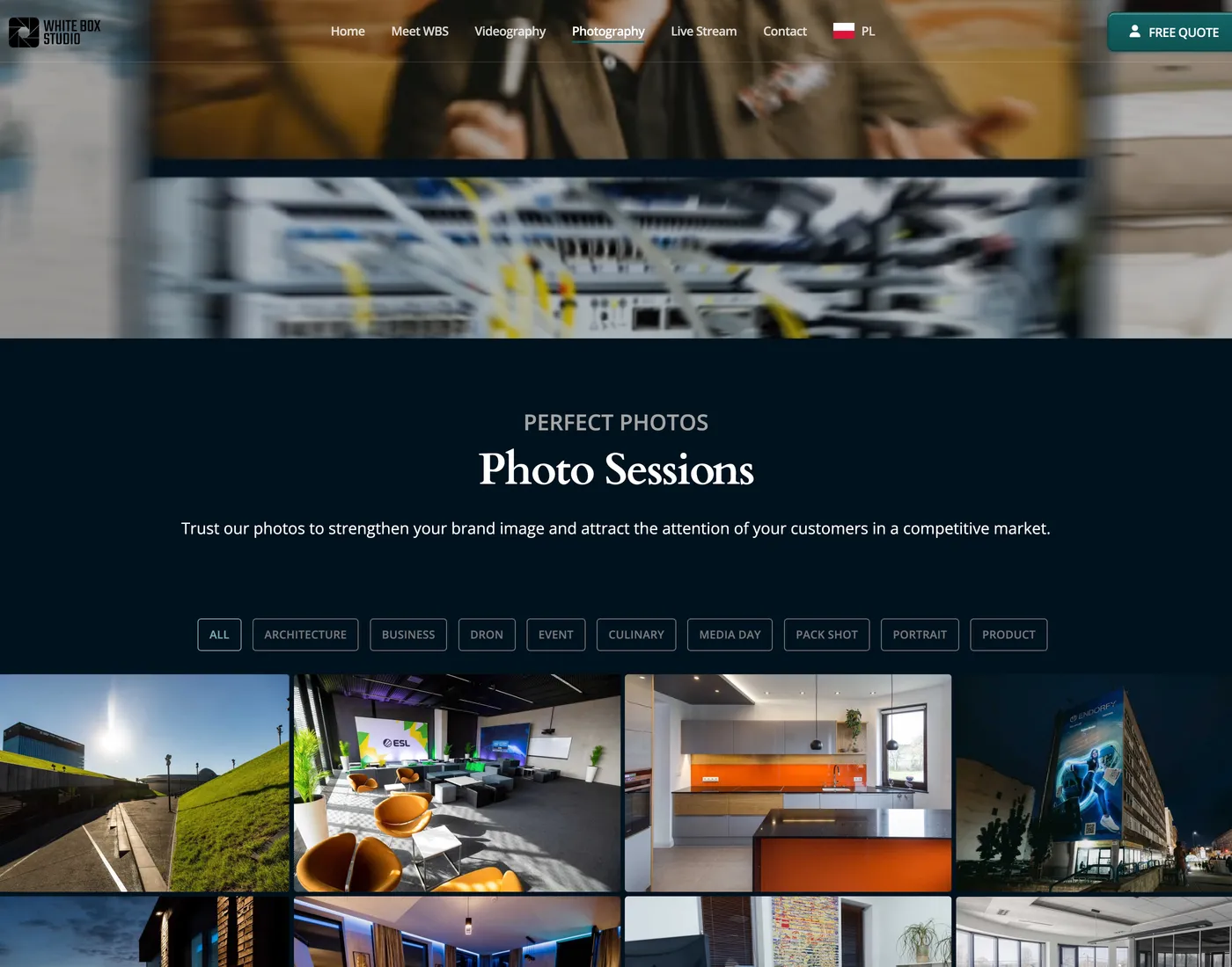 Photography service page